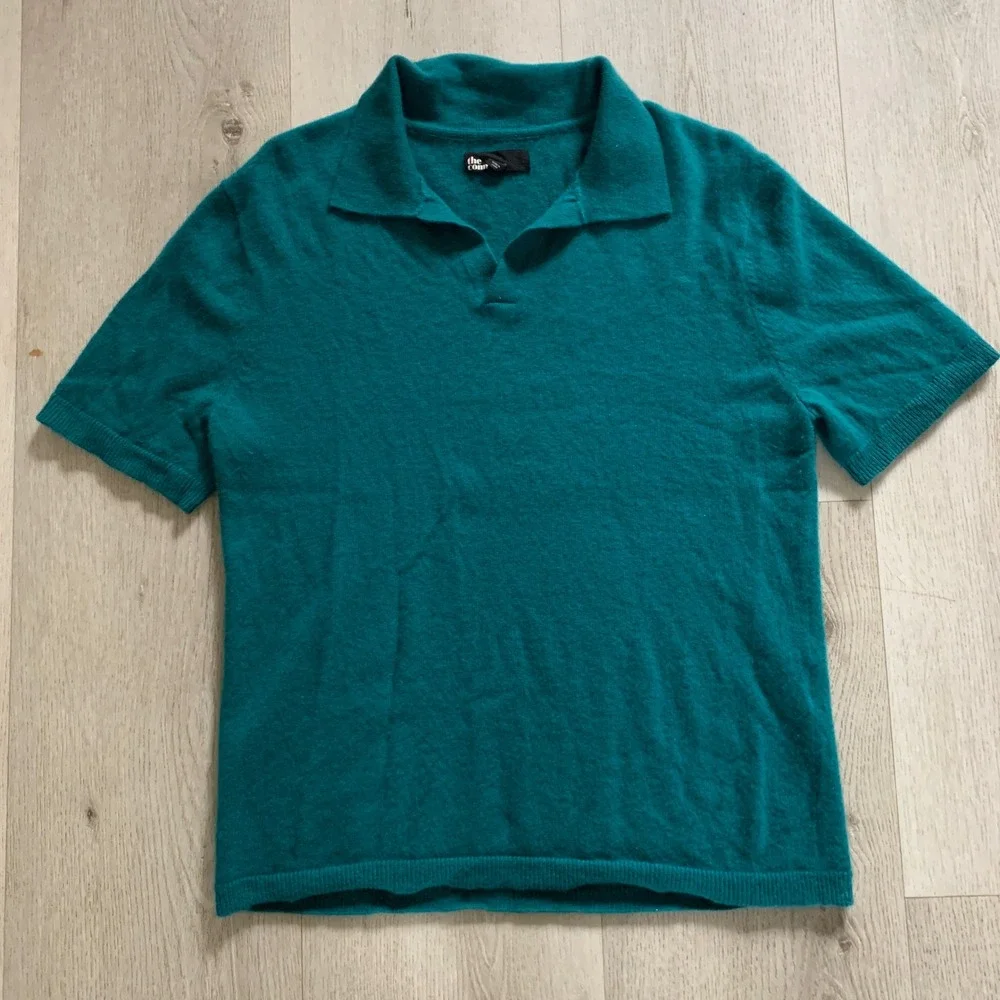 The Commons‎ Sweater Mens XL green 100% Cashmere Collared Pullover Short sleeves